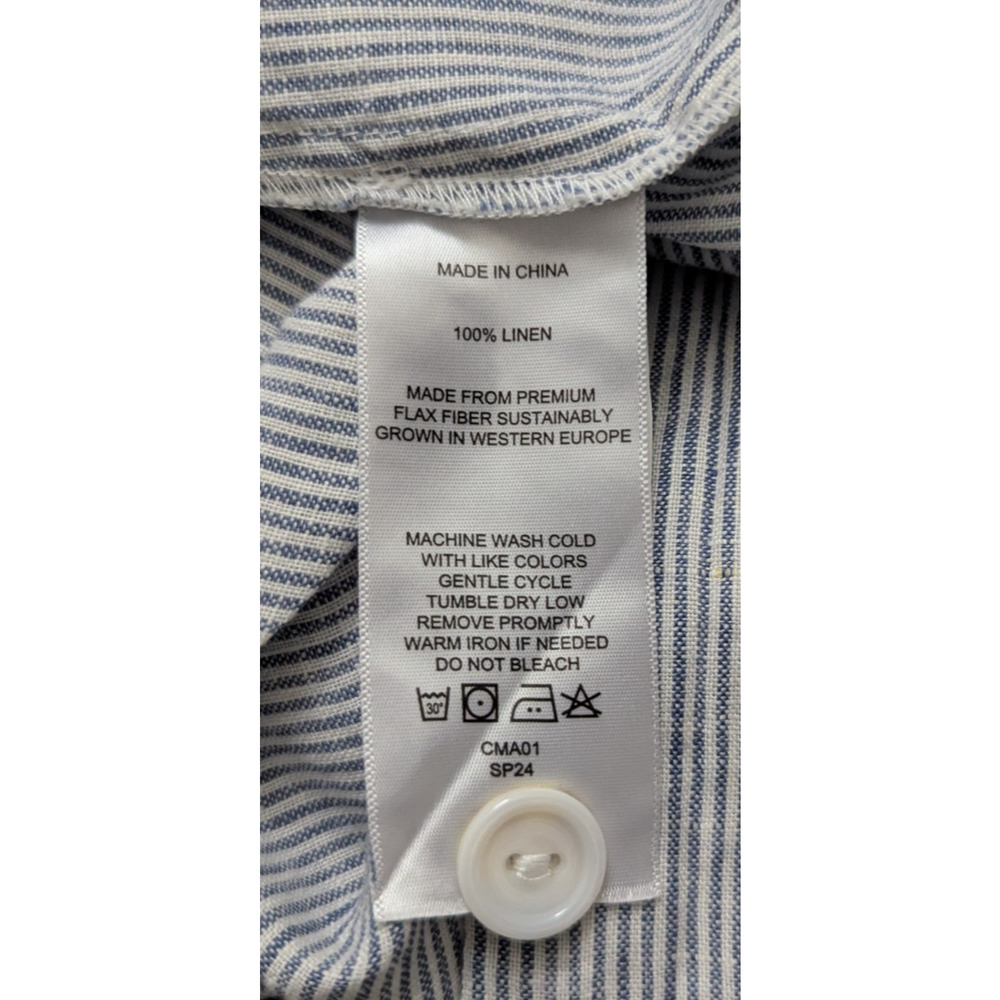 Quince Light Blue Striped Midi Shirt Dress - Picture 6 of 6